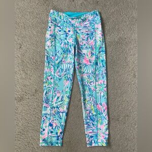 Lilly Pulitzer Luxletic Leggings Turquoise with Multicolor Accents